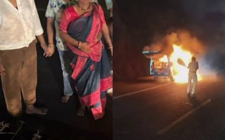 Indore Car Fire: इंदौर के भेरूघाट पर चलती कार में लगी भीषण आग; 10 लोग सवार थे, बाल-बाल बची जान