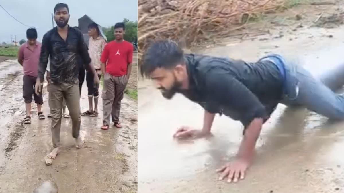 चुनाव में वादा, जीत के बाद किनारा; मुरैना में कीचड़-दलदल से परेशान युवक ने निकाला अनोखा विरोध