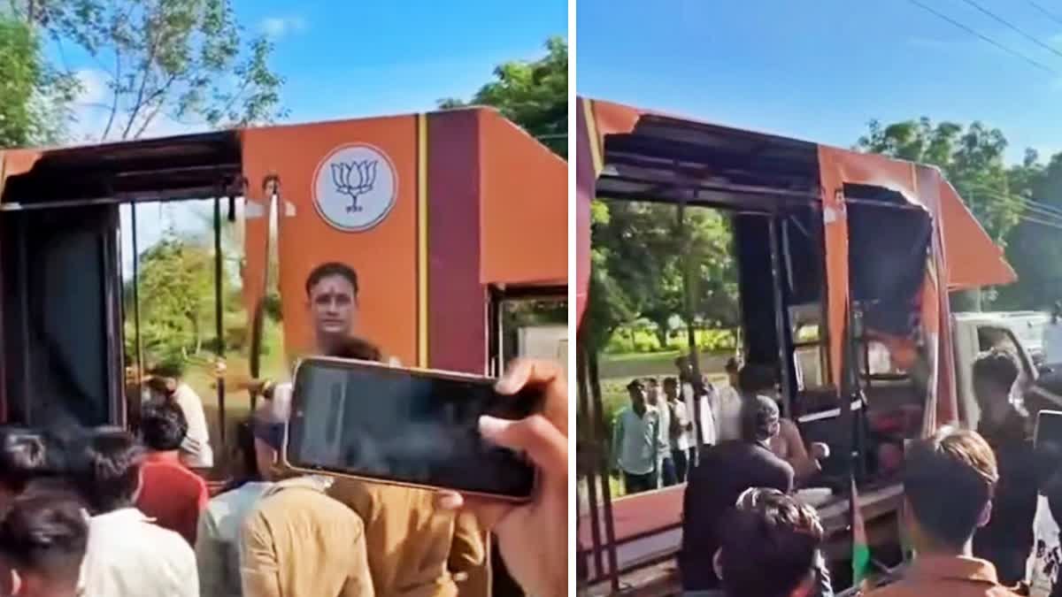 दतिया में बीजेपी के प्रचार वाहन पर हमला और तोड़फोड़, आजाद समाज पार्टी के कार्यकर्ताओं पर आरोप
