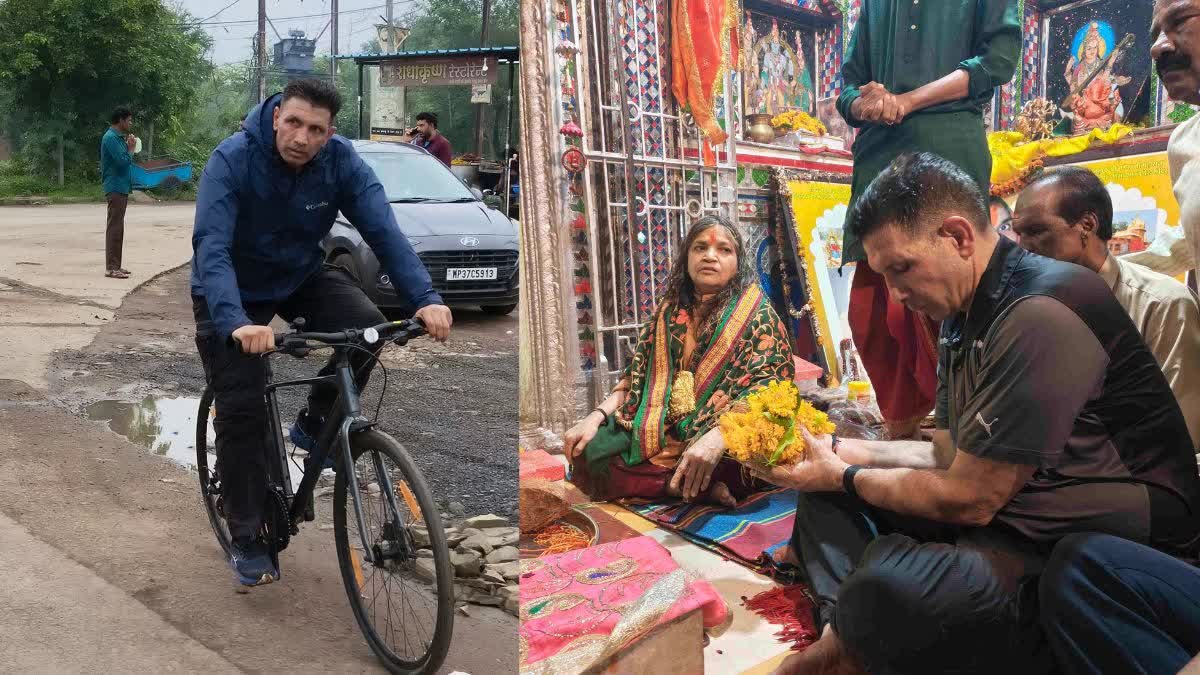 सीहोर में कांग्रेस अध्यक्ष जीतू पटवारी का अनोखा अंदाज; साइकिल चलाकर पहुंचे, सरकार को घेरा