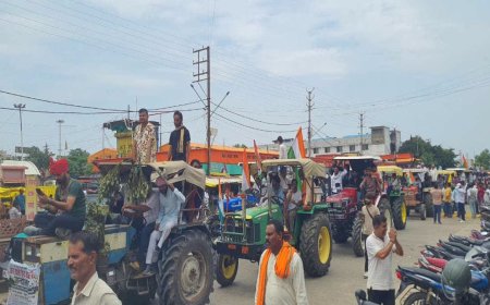 मूंग की शत-प्रतिशत खरीदी के लिए किसानों का उग्र प्रदर्शन; भैरूंदा में 1500 ट्रैक्टरों के साथ किया चक्काजाम