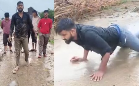 चुनाव में वादा, जीत के बाद किनारा; मुरैना में कीचड़-दलदल से परेशान युवक ने निकाला अनोखा विरोध
