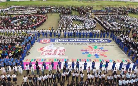 इंदौर पुलिस की अनोखी पहल; नशे के खिलाफ 8,500 से अधिक लोगों ने बनाई रिकॉर्ड मानव श्रृंखला