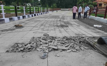 उद्घाटन से पहले ही धंसने लगी अजनाल नदी के पुल की एप्रोच रोड, साढ़े 4 करोड़ की लागत से हुआ है निर्माण