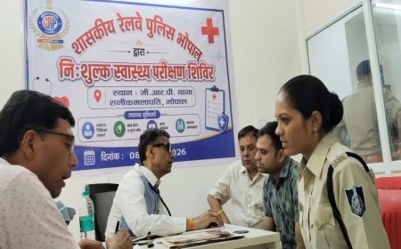 पुलिसकर्मियों की फिटनेस के लिए हबीबगंज में लगा मेडिकल कैंप; 200 से अधिक कर्मियों ने कराई स्वास्थ्य जांच