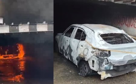 मदन महल स्टेशन के पास अफरा-तफरी; अंडर ब्रिज में धू-धू कर जली कार, फायर ब्रिगेड ने पाया काबू