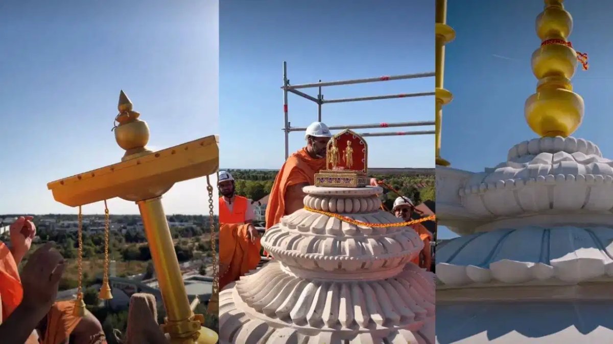 पेरिस के पास बने भव्य BAPS हिंदू मंदिर का जल्द होगा उद्घाटन, शिखरों और गुंबद की हुई पूजा