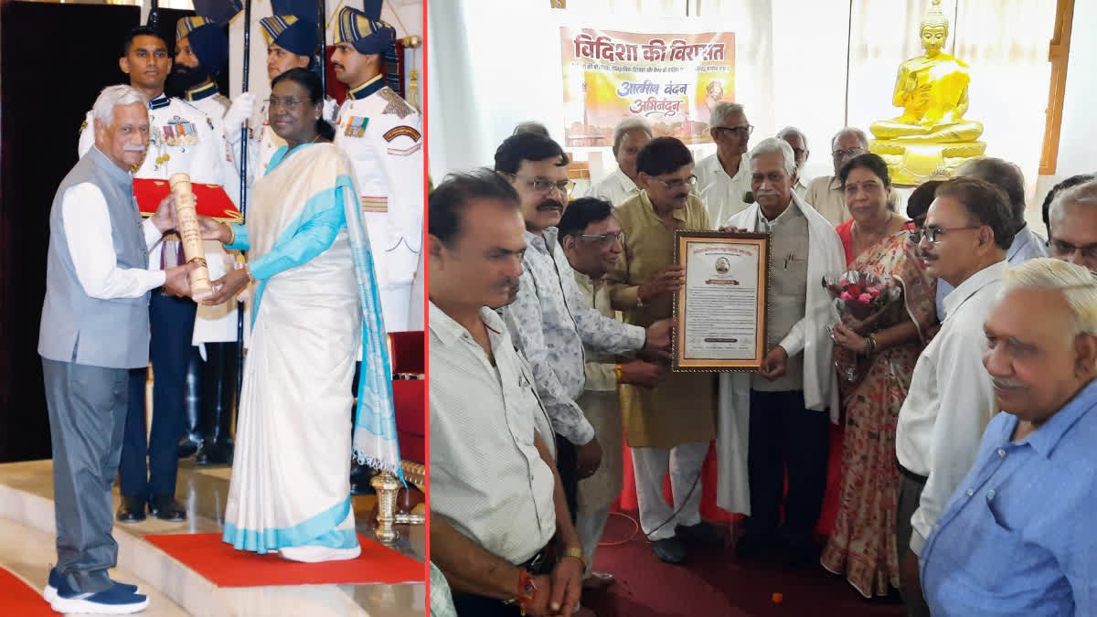 सांची में पद्मश्री सम्मानित पुरातत्वविद् का सम्मान, बीजामंडल और ऐतिहासिक धरोहरों पर रखी अपनी बात