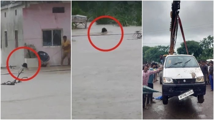 राजगढ़ में उफनते नाले में बही इको कार, 7 लोगों के शव बरामद और रेस्क्यू जारी