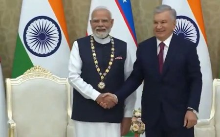 उज्बेकिस्तान के दौरे पर पीएम मोदी को मिला सर्वोच्च सम्मान, स्वतंत्रता की 35वीं वर्षगांठ पर दी बधाई