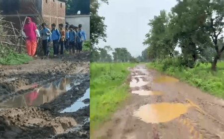 बालाघाट और उमरिया में जर्जर सड़कों से परेशान ग्रामीण, कीचड़ भरे रास्ते से स्कूल जाने को मजबूर बच्चे