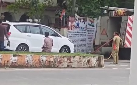 विधायक के आवास पर फायर ब्रिगेड से धुलाई गई गाड़ी, कांग्रेस प्रदेश अध्यक्ष जीतू पटवारी ने सरकार पर साधा निशाना