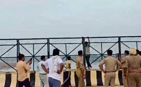 चंबल पुल पर फिल्मी स्टाइल में लटका युवक, दुष्कर्म के मामले में आरोपी और अपनी बच्ची का मांग रहा था हक