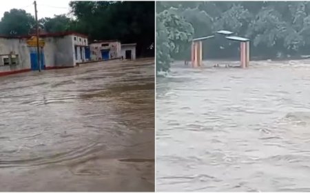 पिछोर में मूसलाधार बारिश से महुअर नदी उफान पर, घरों और स्कूलों में घुसा पानी