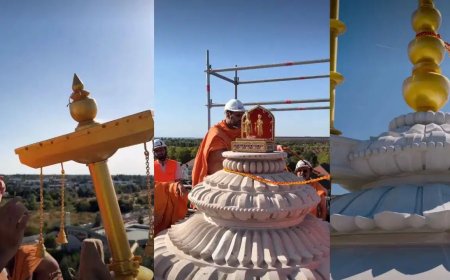 पेरिस के पास बने भव्य BAPS हिंदू मंदिर का जल्द होगा उद्घाटन, शिखरों और गुंबद की हुई पूजा