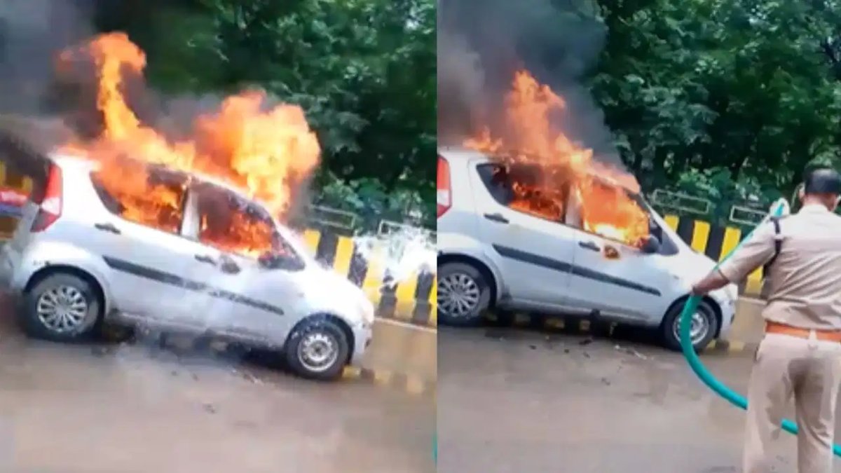 जलती कार में फंसे चालक को पुलिसकर्मियों ने सीपीआर देकर बचाया, इंदौर में ट्रैफिक टीम की बड़ी मिसाल
