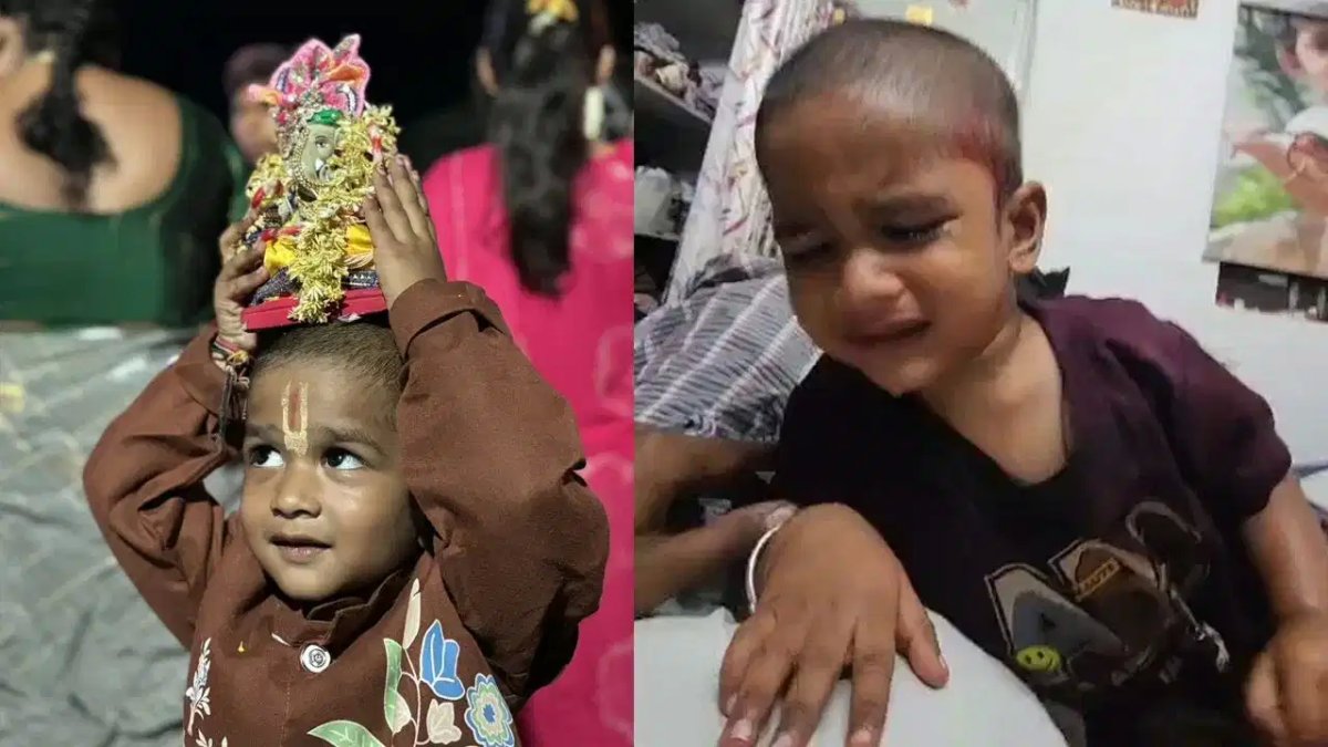 गणपति विसर्जन के बाद फूट-फूटकर रोया 3 साल का मासूम, वीडियो देख भावुक हो जाएंगे आप