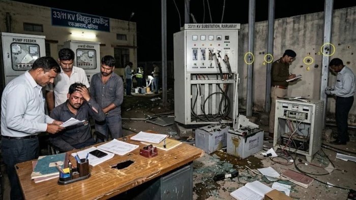 दतिया में बिजली सबस्टेशन पर हमला, 3 लाख का नुकसान; ऑपरेटर को पीटकर मोबाइल व नकदी लूटी
