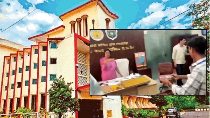 गणेश मूर्ति गायब होने पर हंगामा, टेबल पर कालिख रख छात्रों ने मांगा प्रिंसिपल का इस्तीफा