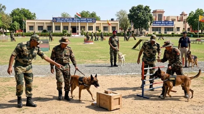 टेकनपुर के नेशनल डॉग ट्रेनिंग सेंटर में भूटान और देश के अन्य राज्यों के श्वान ले रहे हैं विशेष प्रशिक्षण