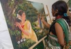 महाकाल की नगरी में चित्रकला प्रदर्शनी; जानिए पीपल के पत्ते पर 'राम नाम' से बनी पेंटिंग की खासियत