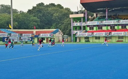 मोराबादी एस्ट्रोटर्फ स्टेडियम में राज्य स्तरीय हॉकी स्पर्धा; राष्ट्रीय नेहरू कप दिल्ली का टिकट पाने को भिड़ीं टीमें