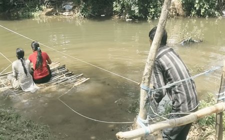 जान जोखिम में डालकर नाला पार करने को मजबूर ग्रामीण; बल्लियों और रस्सी के सहारे चल रही जिंदगी