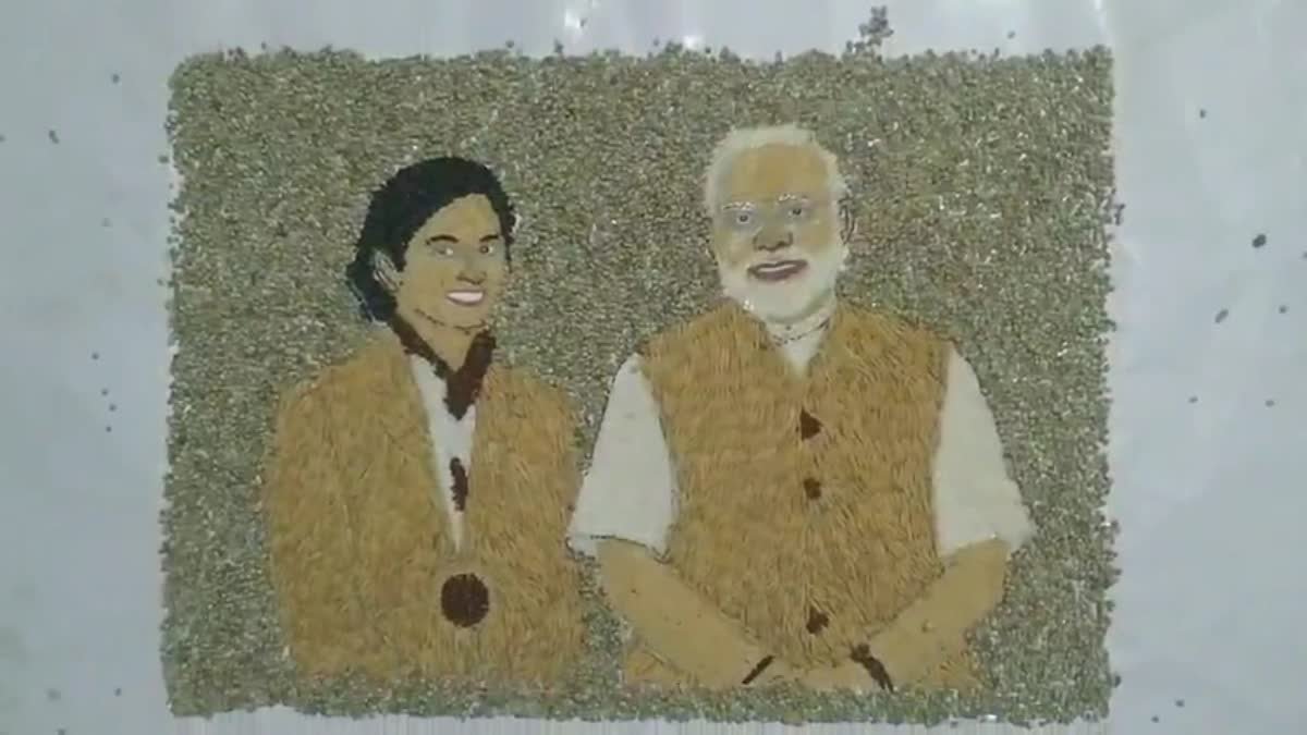 कांस्य पदक विजेता हर्षिता तोमर और प्रधानमंत्री मोदी की अनूठी कलाकृति तैयार, घर पहुंचने पर मिलेगी भेंट