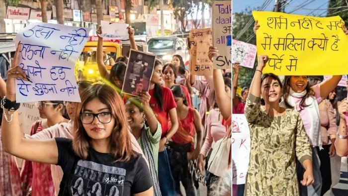महिलाओं और युवतियों ने कमला पार्क से गैमन मॉल तक निकाला पैदल मार्च, कहा—बेटियों पर नहीं, बेटों की सोच सुधारने की जरूरत