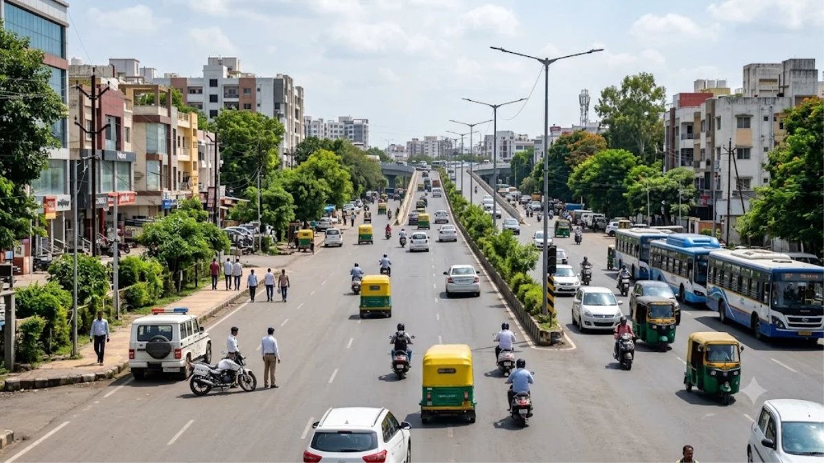 इंदौर के मूसाखेड़ी चौराहे पर फ्लाईओवर निर्माण के कारण बदला ट्रैफिक रूट, बसों की नो-एंट्री लागू