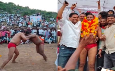 अजयगढ़ में कुश्ती दंगल के दौरान हुआ रोमांचक मुकाबला, बुजुर्ग पहलवान का दांव देख दंग रह गए लोग