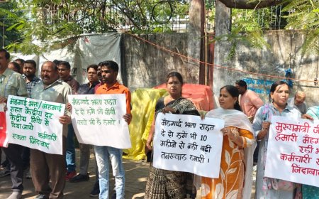 भोपाल में कर्मचारियों का प्रदर्शन, 2% महंगाई भत्ता न मिलने पर 'काली दीपावली' मनाने की चेतावनी