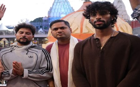 टी-20 मैच में जीत के बाद क्रिकेटर कुलदीप यादव और तिलक वर्मा ने किए बाबा महाकाल के दर्शन