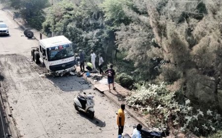गांधीनगर एयरपोर्ट रोड पर भीषण सड़क हादसा, अनियंत्रित होकर 20 फीट नीचे सर्विस लेन पर गिरा ट्राला