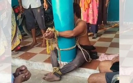 सारनी में ट्रैक्टर की बैटरी चोरी करने आया चोर रंगे हाथों पकड़ा, ग्रामीणों ने पिलर से बांधकर पुलिस को सौंपा