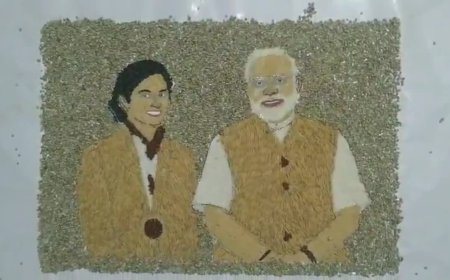 कांस्य पदक विजेता हर्षिता तोमर और प्रधानमंत्री मोदी की अनूठी कलाकृति तैयार, घर पहुंचने पर मिलेगी भेंट