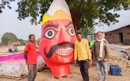 विजयादशमी पर नागलवाड़ी में जलेगा 41 फीट ऊंचा रावण का पुतला, खरगोन के कलाकारों ने किया तैयार