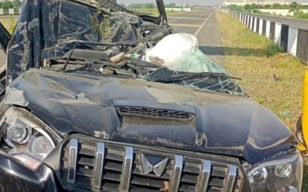 फ्लाइओवर निर्माण के चलते सर्विस रोड पर हादसा, कटर से गाड़ी काटकर निकाला गया शव