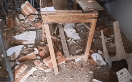 क्लास शुरू होने से 15 मिनट पहले गिरा प्लास्टर, छतरपुर के पठा गांव हाई स्कूल की घटना