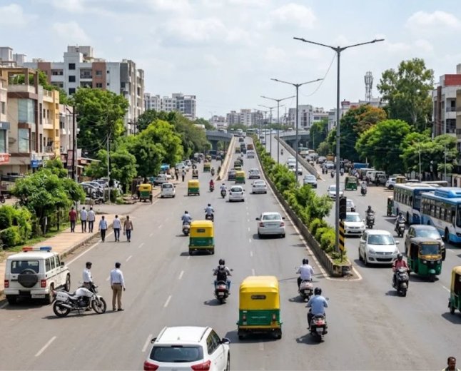 इंदौर के मूसाखेड़ी चौराहे पर फ्लाईओवर निर्माण के कारण बदला ट्रैफिक रूट, बसों की नो-एंट्री लागू